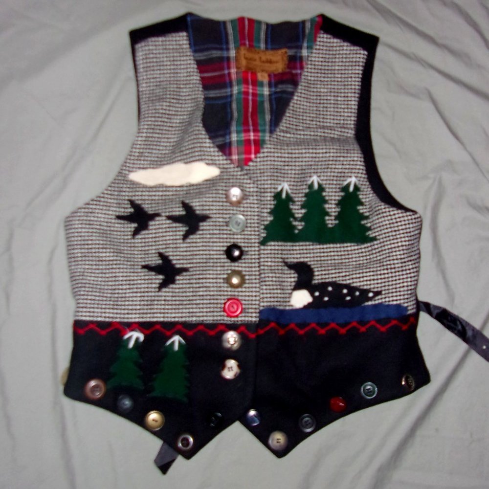 Lucia  Lukken wool ART vest Size small womens faux fur warm fall winter